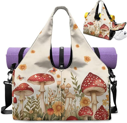 Gym Bag with Yoga Mat Holder Large Tote Bag With Multi Pockets for Women Men Dry Wet Separated Pocket Carryall Yoga Tote Bag for Pilates Travel Workout Office