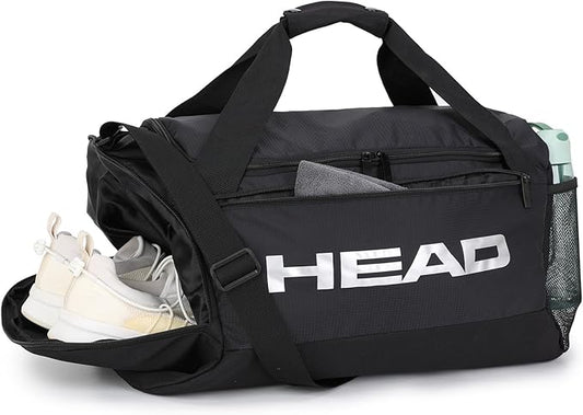 HEAD 45L Waterproof Gym Duffle Bag for Men, Large Capacity Sports Bag with Shoe Compartment & Dry Wet Pocket, Durable Crossbody Weekender Bag for Tennis, Workout, Fitness, Overnight Travel