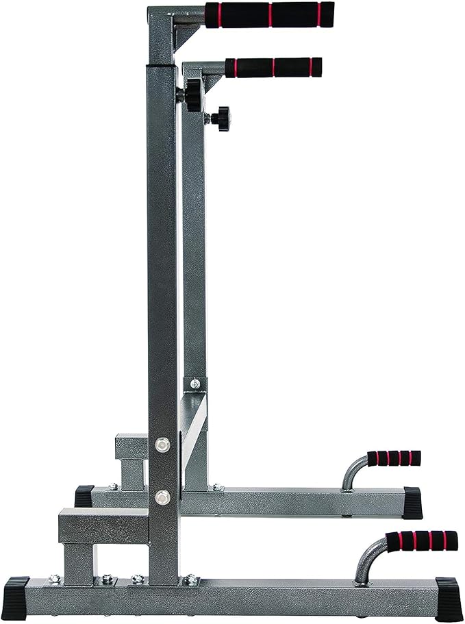 BalanceFrom Steel Frame Dip Station with Adjustable Height, 500 Pound Weight Capacity – Upper Body Workout Home Gym Equipment for Triceps, Push & Pull Ups, Leg Raises, and Bench Press