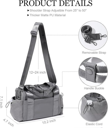 Small Gym Bag for Women, Mini Crossbody Gym Duffle Bag with Wet Compartment, Carry on Gym Tote Bag for Workout Dance Sport Travel (Mini-Grey)
