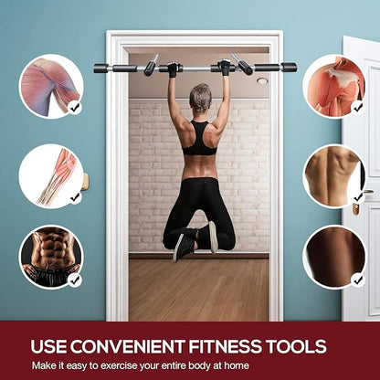 Upgrade Pull Up Bar for Doorway - Max Capacity 330 lbs, Portable Upper Body Workout Bar for Strength Training