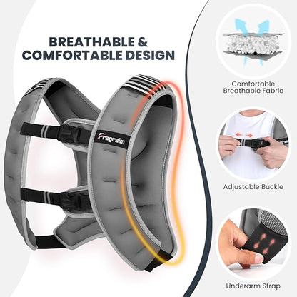 Fragraim Weighted Vest for Women Men - 8lb/10lb/12lb/16lb/22lb/25lb/30lb Weight Vest with Reflective Stripe, Detachable Phone Pouch, Ideal for Walking, Strength Training, Running, Workout, Cardio