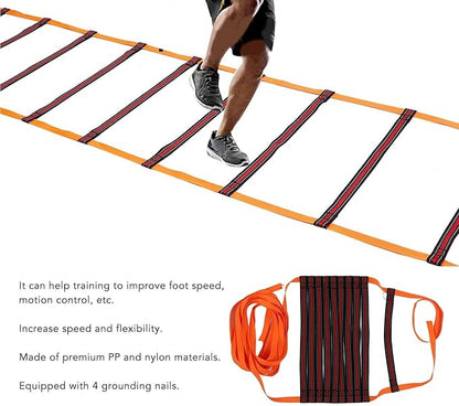 Adjustable Speed Training Ladder for Footwork Practice, 5 Meter 10 Rung Equipment with Smart Spacing