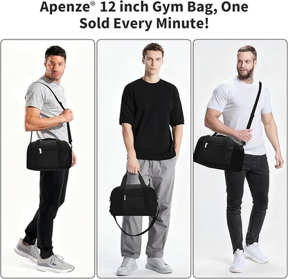 Small Gym Bag Carry On Bag - 12 in Mini Duffle Bag Lightweight for Overnight Travel-Black