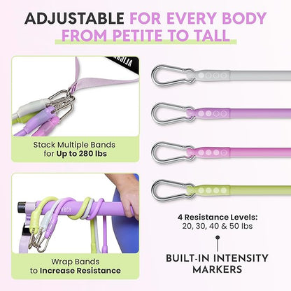 Portable Pilates Bar Kit with Resistance Bands (20, 30, 40, 50 LBS) – Adjustable Home Workout Equipment with 8 Week Training Program – Full Body Fitness Bar for Pilates, Strength Training