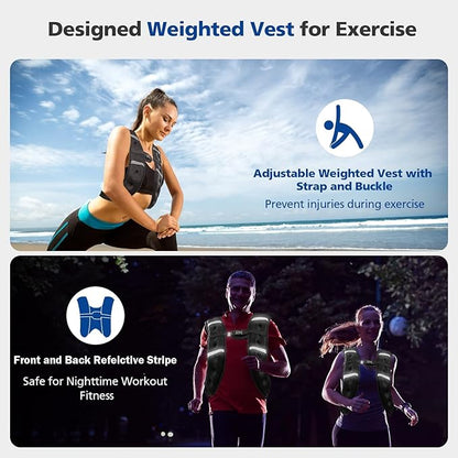 Weighted Vest for Woman Men,8 lb Weight Vest Reflective Stripe with Adjustable Strap Pocket Running Vest Workout Strength Training Walking