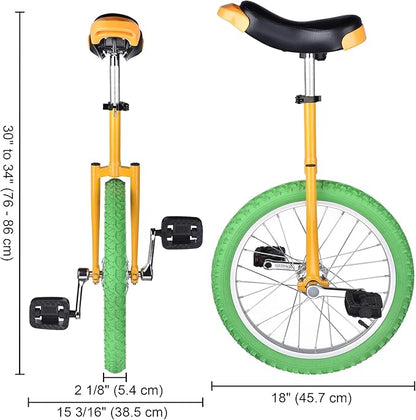 AW 16/18/20/24 Inch Wheel Outdoor Unicycle Adjustable Seat Exercise Bicycle Fit Adults Kids Outdoor Sports Fitness Exercise, for Choice