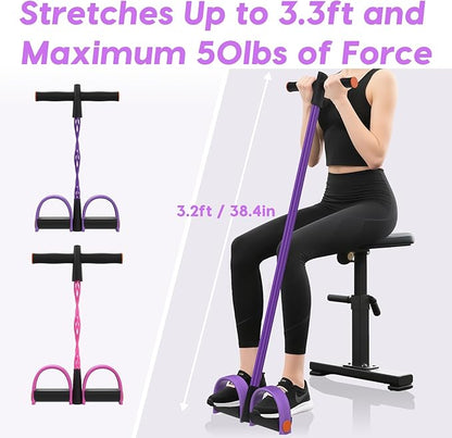 Resistance Bands with Handles, 6-Tube Elastic Foot Pedal Resistance Band, Natural Rubber Ankle Puller Sit-up Exercise, Multifunction Fitness Band for Abdomen, Waist, Arm, Leg Stretching Training