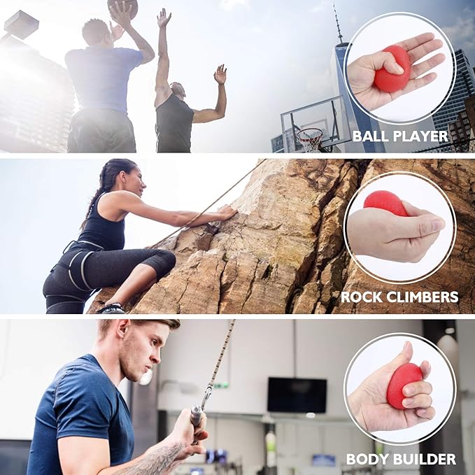 Peradix Hand Grip Strength Trainer, Stress Relief Ball, Wrist Rehab Therapy Hand Grip Equipment Ball Squishy Tools - Set of 3 Finger Resistance Exercise Squeezer