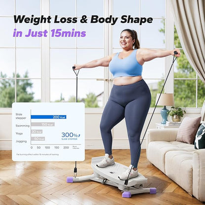 MERACH Balance Board for Adults, Rocking Stepper with Resistance Bands, Portable Wobble Board Featuring LCD Monitor, 300 lbs Capacity Ski Twister Trainer for Full Body Workout at Home Gym