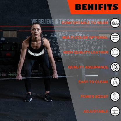 9mm Leather Fitness Weight Lifting Belt for Women&Men with 4 Inches Padded Lumbar Support for Power Lifting Workout & Squats Exercise