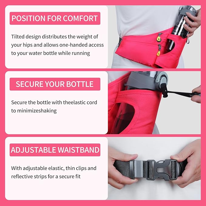 Hydration Belt,Running Water Bottle Belt for Women - Hydration Fanny Pack with Water Bottle Holder for Hiking, Walking, Gym | Lightweight Waist Pack for Running, Fitness, Marathon Essentials