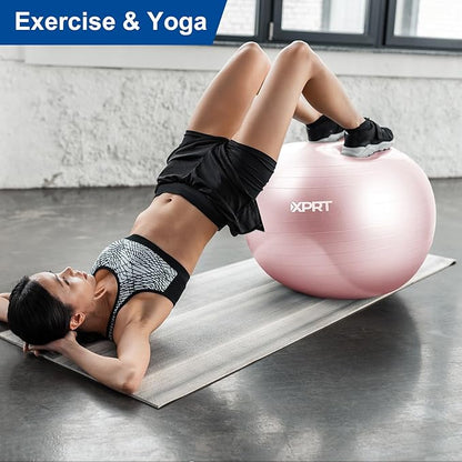 XPRT Fitness Exercise Ball (55/65/75cm) - Yoga Ball for Home Gym Workout, Physical Therapy, Balance, Stability Training - Office Ball Chair with Quick Pump (5 Colors)