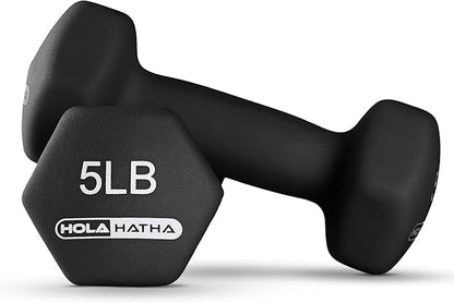 HolaHatha 2, 3, 5, 8, and 10 Pound Neoprene Dumbbell Free Hand Weight Set with Rack, Ideal for Home Exercises to Gain Tone and Definition, Pastel