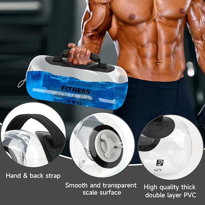 KOMCLUB Aqua Bag Workout, Adjustable Training Bag and Power Bag with Water, Core and Balance Trainer, Portable Stability Fitness &Full Body Exercise Equipment for Weight