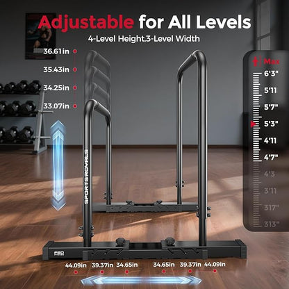 Sportsroyals Adjustable Dip Bar Station, Heavy Duty Parallette & Parallel Bars, 400LBS Stable Dip Stands for Home Gym, Calisthenics & Upper Body Workout Equipment