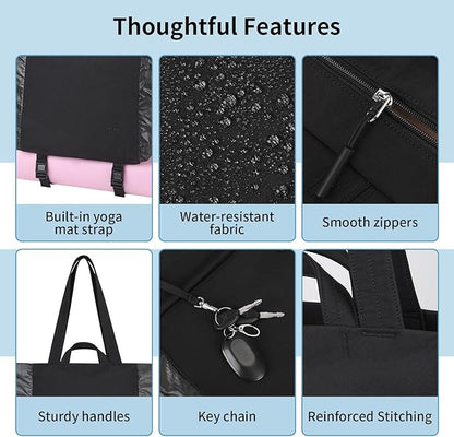 Tote Bag for Women, Lightweight Versatile Gym Travel Bags with Yoga Mat Strap, Wet Pocket, Shoe Bag & Cosmetic Pouch, Everyday Tote for Workout Fitness Pilates Swimming Work Stylish Handbag