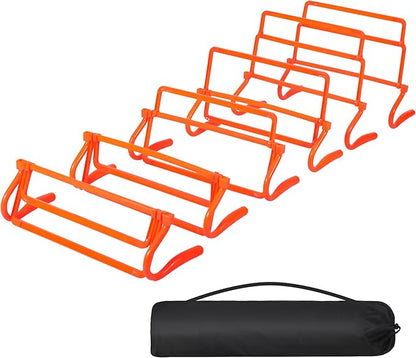 Lineslife Adjustable Agility Hurdles,4 Height Speed Training Hurdles, Portable Speed Training Equipment with Carry Bag for for Athletes,Kids,Soccer,Basketball