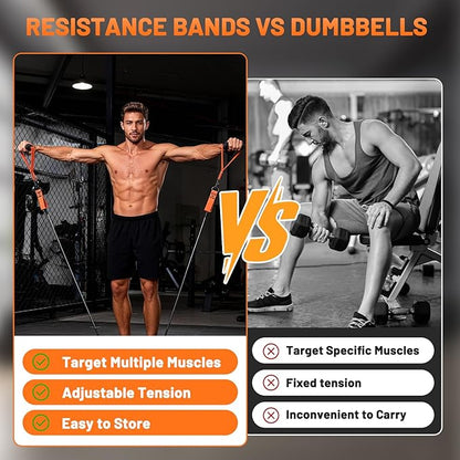 Heavy Duty Resistance Bands Set with Handles, Ankle Straps & Door Anchor – 300LBS Exercise Bands for Home Gym, Muscle Training, Physical Therapy, Yoga, Full Body Workout for Men & Women