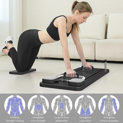 JANUA Pilates Board - Pilates Reformer Set, Multi-Purpose Foldable Pilates Reformer Board for Home, 5 in 1 Pilates Sliding Board