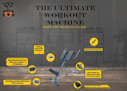 Roman Chair Hyper Bench Back Extension - Full Body Exercise Hyperextension Adjustable Home Gym - AB Sit Up Bench Core Trainer, Abdominal Strength Training Equipment Lower Body Leg Workout