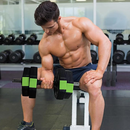 Adjustable Dumbbell Set, 30/44/66/88Lbs Free Weight Set with Connector, 4 In1 Dumbbells Set Used As Barbell, Kettlebells, Push Up Stand,Green and Black