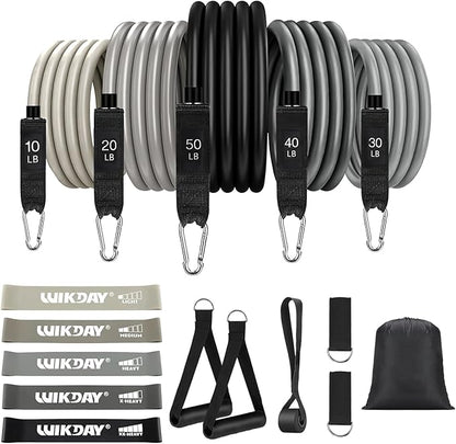 Exercise Resistance Bands with Handles for Working Out, 150/200/250/300 Lbs Workout Bands Set with Door Anchor for Physical Therapy, Yoga, Pilates