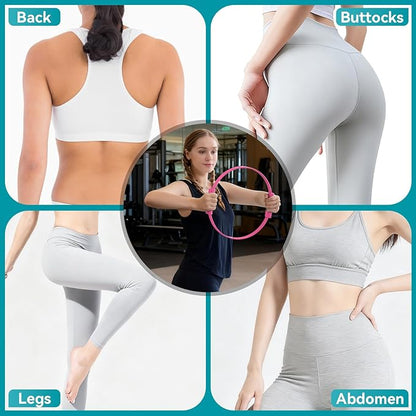 Pilates Ring, Silicone Magic Pilates Rings, Lightweight & Durable Flexible Fitness Circle Exercise Equipment for Toning Arms, Thighs,Legs, Core,Yoga & Physical Therapy
