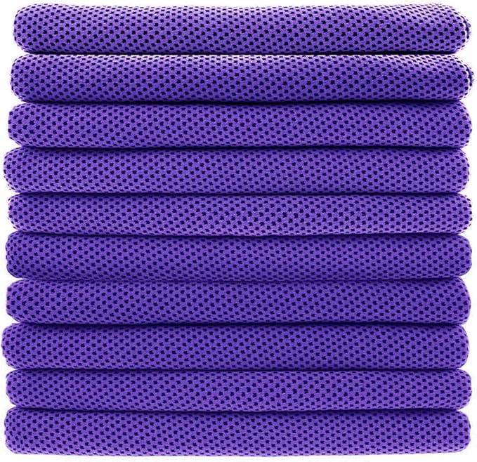 Peicees 10 Pack Microfiber Cooling Towels for Neck Sports Gym Workout Cooling Towel, Fast Drying Super Absorbent Compact Lightweight for Climbing Camping Travel Beach Swimming Backpacking