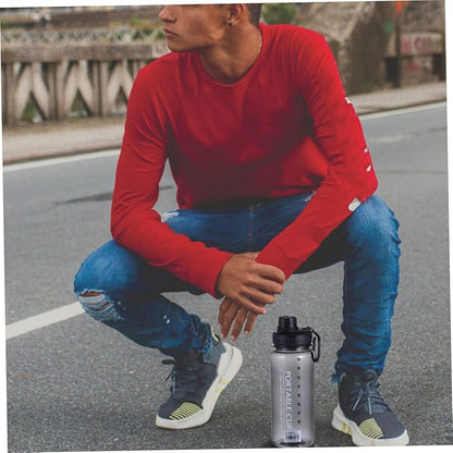 Portable Fitness Drinking Bottle Large Capacity Space Cup Leakproof Water Kettle for Gym Sports Enthusiasts with Measurement Markings and Easy-clean Wide Opening