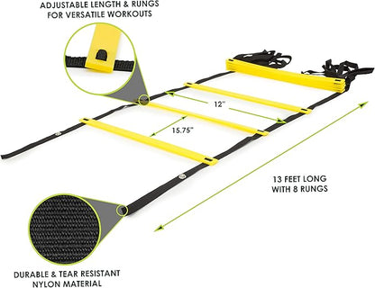ProsourceFit Speed Agility Ladder 8, 12 and 20 Rung for Speed Training and Sports Agility Workouts with Free Carrying Bag