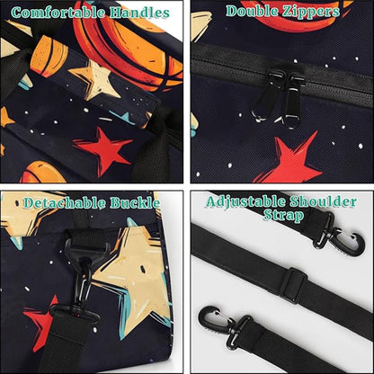 Personalized Basketball Gym Duffel Bags for Kids Boys with Custom Name Sport Training Travel Bags for Overnight Weekender, Black
