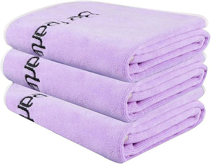 BOBOR 3-Pack 14 x 29 Inch Gym Towels for Women Sweat, Workout Sweat Towel for Men Gym, Super Absorbent, Fast Drying Fitness Exercise Towels for Sweat, Soft Microfiber (Purple 3 Pack, 14" x 29")
