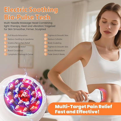 Lymphatic Drainage Massager, Anti-Cellulite Massager For Body Cellulite and Thigh & Belly Stretch Marks Reduction, Handheld Massage tools for lymphedema & lipedema, Sciatica Nerve pain relief Devices