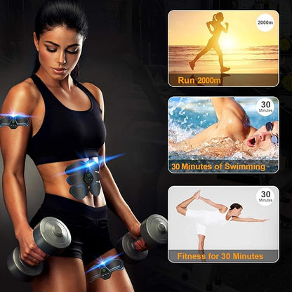 Ab Muscle Toner & Trainer – EMS Muscle Fitness Device with LCD Screen – USB Rechargeable Core Workout Gear for Abs, Arms & Legs