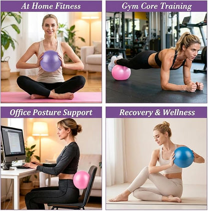 3 PCS Small Exercise Ball - 9 Inch Pilates Ball Small Yoga Ball for Stability, Physical Therapy, Fitness, Core Strength and Stretching at Home Gym Office with Inflation Straw