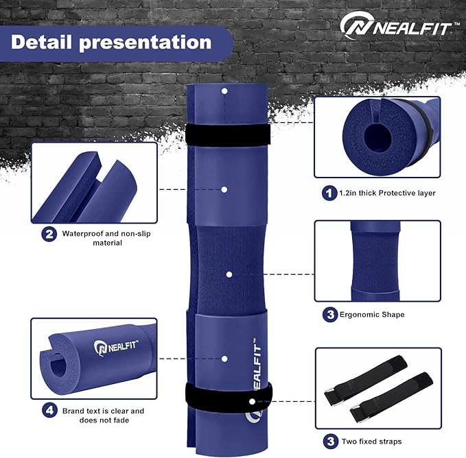 Barbell Pad Squat Pad for Squats—Squat Bar Pad—Great for Weightlifting,Lunges and Hip Thrusts—Foam Sponge Pad—Fit Standard and Olympic Bars Perfectly