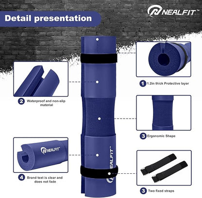 Barbell Pad Squat Pad for Squats—Squat Bar Pad—Great for Weightlifting,Lunges and Hip Thrusts—Foam Sponge Pad—Fit Standard and Olympic Bars Perfectly