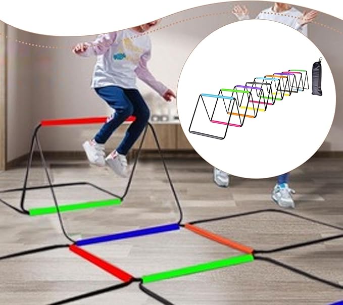 Agility Ladder with Jumping Obstacles, 12 Rung Speed Ladder & 6 Hurdles, Multipurpose Agility Training Equipment for Soccer, Rugby, Footwork Exercise