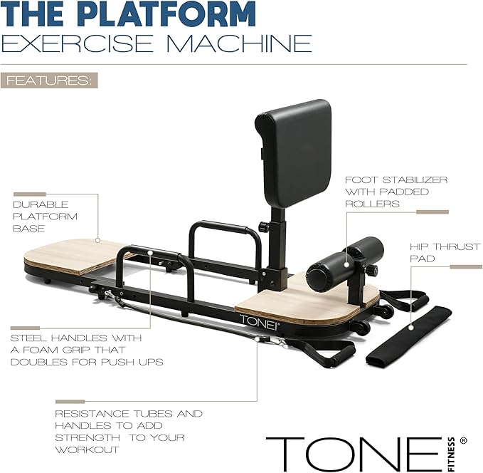 Tone Fitness Foldable Hip Thrust & Glute Exercise Machine | Adjustable Sissy Squat, Core & Leg Trainer | Multiple Colors