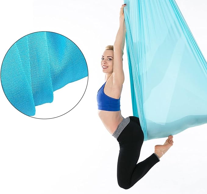 2.8x1m 9.2x3.3 ft Durable Elastic Aerial Yoga Hammock Swing, Fitness Training Accessory, Medium Yoga Swing and Hammock Kit for Yoga Inversion, Flexibility, and Core Strength