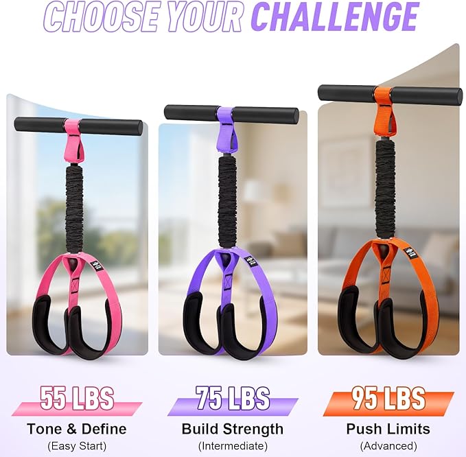 Upgraded Durable Pedal Resistance Band with Handle, Thickened Latex Tubes and Soft Foam Fabric Foot Pedal, Sit Up Exercise Equipment for Abdomen, Waist, Arm, Core/ABS, Leg, Physical Therapy