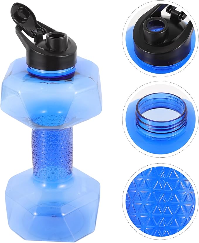 Large Capacity Sports Water Bottle with Hinged Cap and Silicone Seal, Blue Fitness Water Kettle for Running and Outdoor Exercise