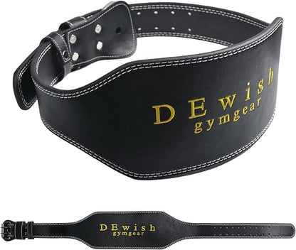 10 Adjustable Holes Genuine Leather Weightlifting Belt, 4”& 6”Width, Double Prong Power Belt for Gym Bodybuilding, weightlifting, powerlifting, squats and deadlifts