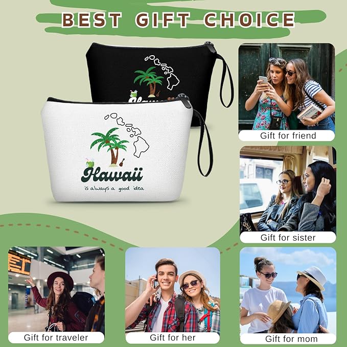 Hawaii Makeup Bag - Summer & Beach Gifts for Women, Travel & Birthday Gifts for Friends, Family