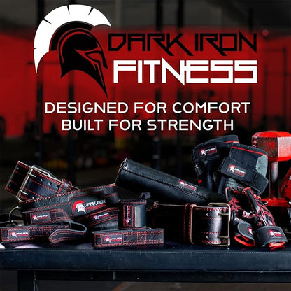 Dark Iron Fitness Genuine Leather Weightlifting Belt, 4 Inch Wide for Men Women with Double Prong Buckle Reinforced Stitching, Powerlifting Deadlift Squat Training Core Support Gym Strength Workout