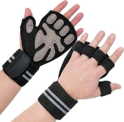 Workout Gloves with Wrist Wraps for Men & Women – Ventilated Weight Lifting Gloves for Anti-Sweat Gym Fitness, Cross Training & Hand Support