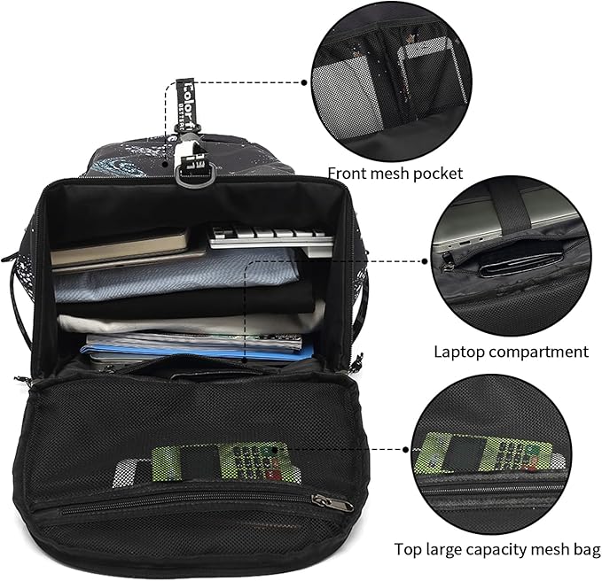 Floral gym duffel bag backpack, fashion wrestling bag,with shoe compartment, 4 kinds of back method waterproof travel sports walking laptop Lightweight（A-Starry Sky）