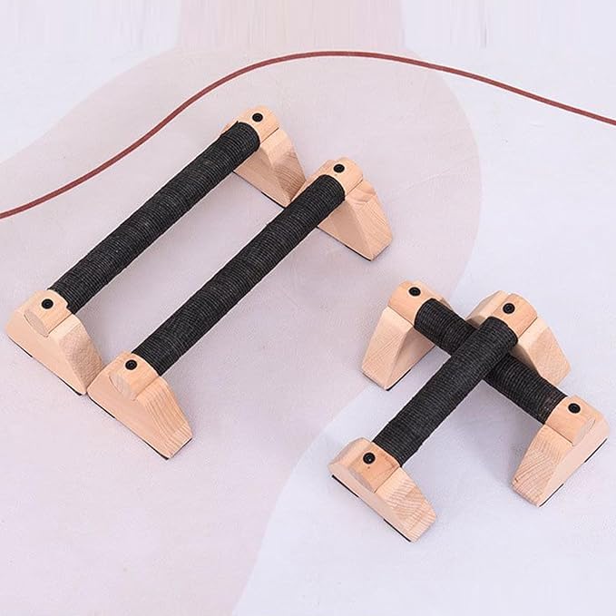 Push Up Bar - Solid Wood 30cm | 2 PCS Solid Beech Wooden Parallettes | 2X Workout Equipment, Home Gym Accessories With Wöoden Grips For Strength Training, Calisthenics