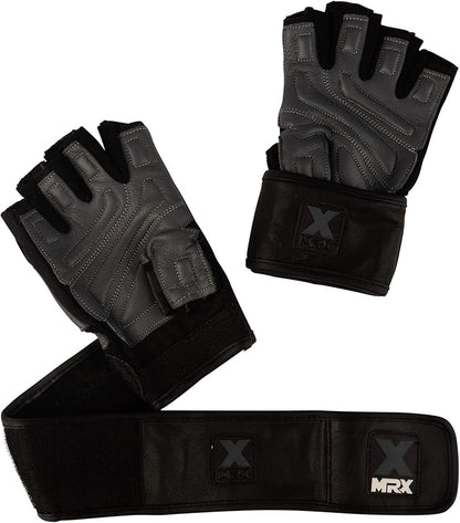 MRX Weight Lifting Pro Level Gloves with 18 Inches Long Wrist Strap Gym Workout Exercise & Fitness in